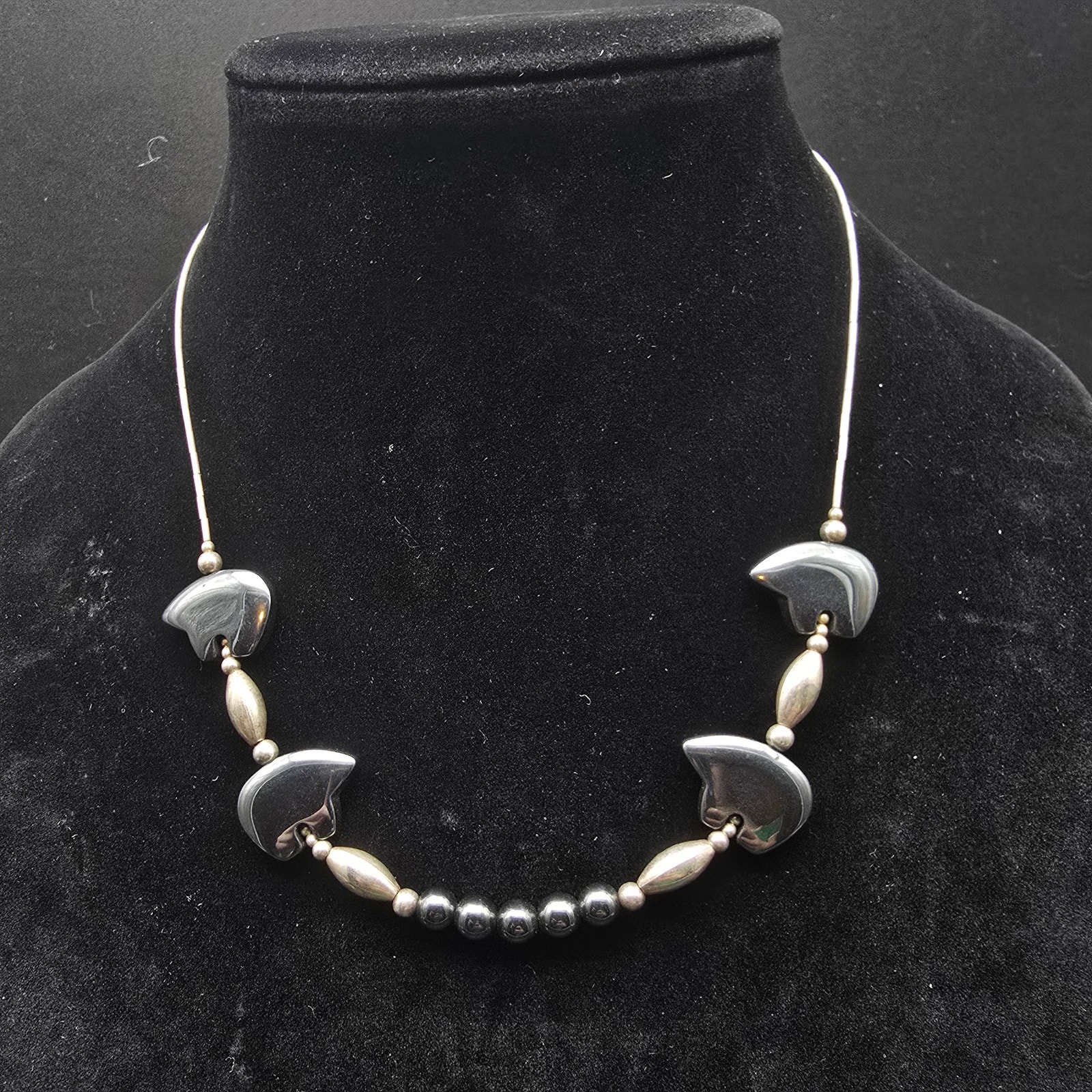 Native American Sterling Silver Bear Necklace Hematite